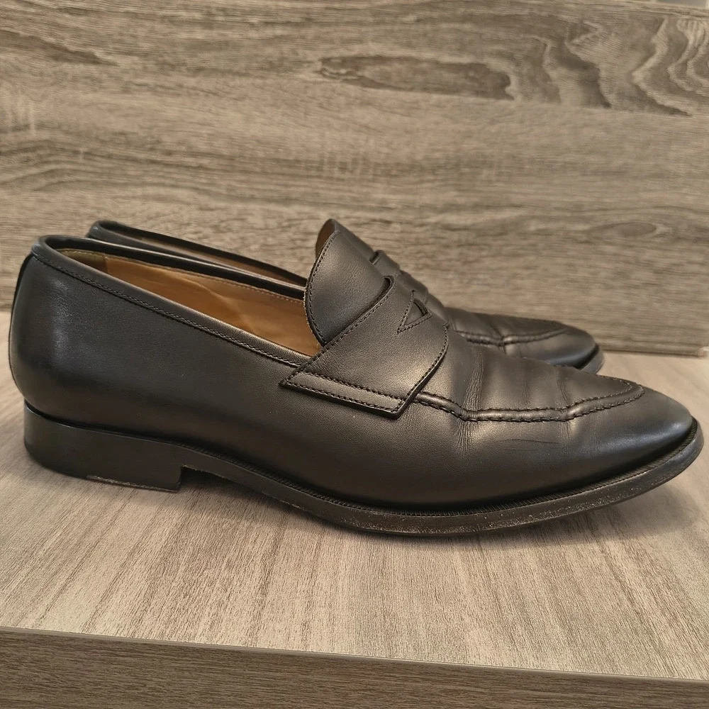Mens Suitsupply Black Leather Penny Loafers Shoes Size‎ UK11 US12 EU45